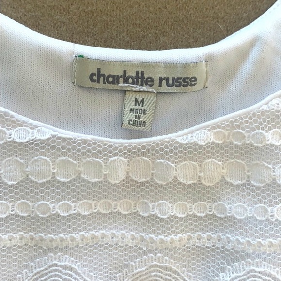 Charlotte Russe Lace Tank White Women’s Dress Medium M Scalloped Edge Lined - Picture 4 of 6
